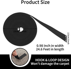 Floor Tape for Classroom,Nylon Carpet Marker Strips,24.6 Feet Carpet Spots for Classroom,Teachers, Office, Social Distance, Carpet Marker Strips 1In Width Black