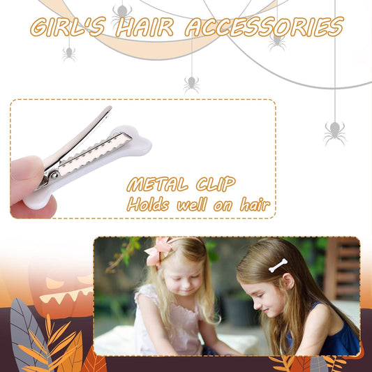 WLLHYF 4 Pieces Halloween Christmas Bone Hair Clip Skull Skeleton HairPins Side Hair Clip Halloween Christmas Cosplay Costume Decorative Hair Pins Clips Accessories Barettes for Women Girls (4PCS)