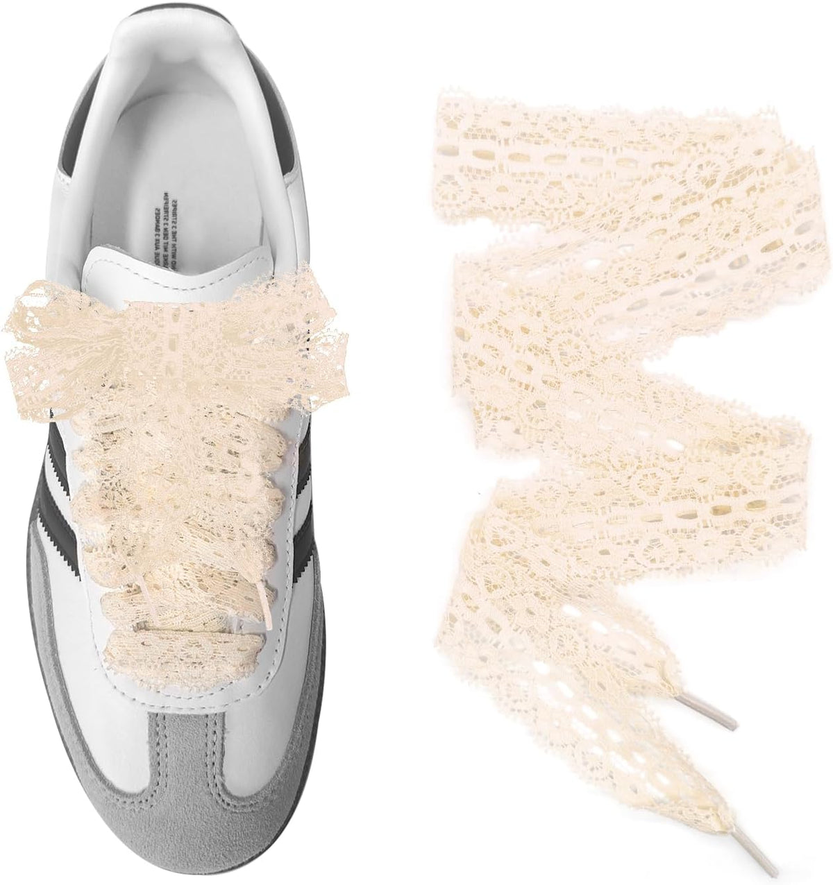 UamGlsob Lace Fancy Shoelaces for Samba Fashion Shoes, 3CM Wide Flat Soft Lace Shoe Laces for Women Girls