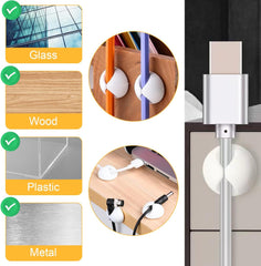Silicone cable management holders, Adhesive Cable Management Cord Organiser, Cable Clips Holders for desk, power cable, headphone cable, TV cable, Home office (8 White)