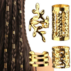 40Pcs Hair Jewelry, Non-Piercing Accessories - Adjustable Hair Rings & Cuffs for Braids, DIY Decorating, Gold for Women