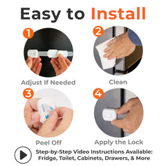 2-Pack Child Proof Fridge Lock with Adhesive - Adjustable Baby Proofing Straps - Refrigerator Lock for Kids - Freezer Latch to Keep Door Closed - for Toddlers, Cats, & Dogs - Universal Compatibility