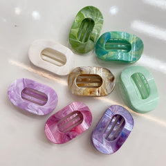 Oval-Shaped Flat Claw for Women-Strong Hold Lay Down Claw Clamps Hair Barrettes Alligator Clip-Flat Clips-Simple Elegant Duckbill Hair Clip for Thick Thin Hair (6Pcs Style A)