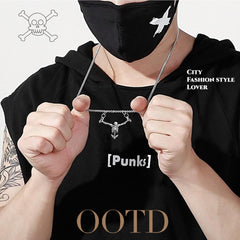 Men's Gothic Skull Necklace,Punk Pirate Style Skeleton Skull Necklace,Alloy Silver Suffer Disasters Captivity Biker Rock Halloween Jewelry Presents for Men and Women