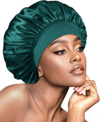 BONNET QUEEN Silk Bonnet for Sleeping Women Satin Bonnet Hair Wrap with Elastic Wide Band Sleep Cap for Curly Hair Night Cap
