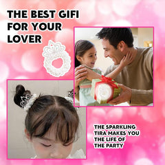 Baby Toddler Hair Ties, Pearl Beads Hair Scrunchies with Crown, Hair Ties Band Elastic Hari Bands Ponytail Holders Hair Accessories for Princess Crystal Shiny Tiaras Headbands (Cloud)