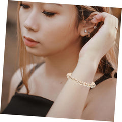 COSMEVIVI Skeleton Skull Beaded Bracelet Unisex White Turquoise Gothic Wristband for Men Women Sophisticated Outfit Accessory