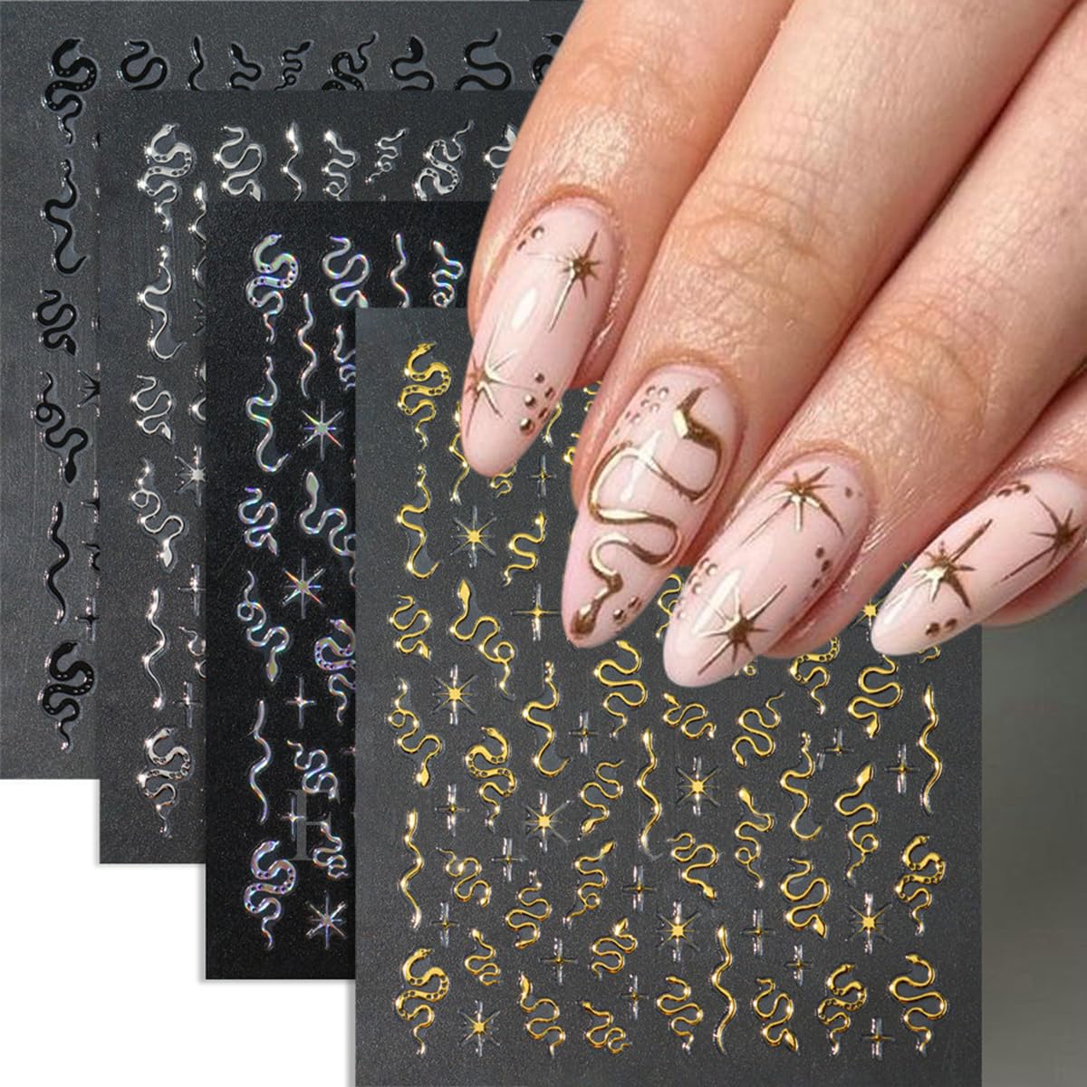Pink Flower Nail Art Stickers Spring Blossom Flowers Nail Stickers 4PCS Golden Edge Flower Petals 3D Self-Adhesive Nail Decals Manicure Supplies for Women Spring Valentines DIY Nail Art Decorations