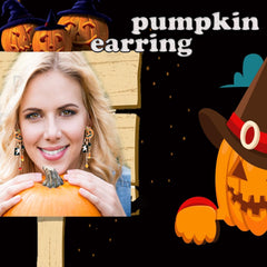 Halloween Pumpkin Earrings for Women Long Tassels Smiling Face Pumpkin Inlaid rhinestones Drop Earrings Halloween Jewelry