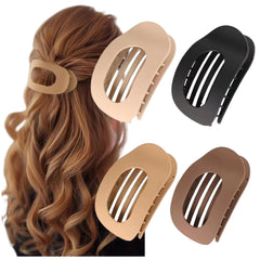 Oval-Shaped Flat Claw for Women-Strong Hold Lay Down Claw Clamps Hair Barrettes Alligator Clip-Flat Clips-Simple Elegant Duckbill Hair Clip for Thick Thin Hair (6Pcs Style A)