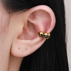 Skull Halloween Earrings for Women,Skull Skeleton Ear Cuffs Punk Non-piercing Cartilage Earring Clip on Earrings for Men Gothic Halloween Jewelry Costume Accessories