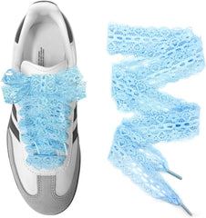 UamGlsob Lace Fancy Shoelaces for Samba Fashion Shoes, 3CM Wide Flat Soft Lace Shoe Laces for Women Girls