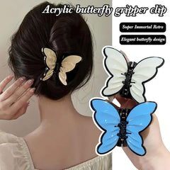 3 Pcs Butterfly Hair Claw, Fairy Acrylic Butterfly Shark Clips Strong Hold Non-Slip Claw Clips Hair Accessories for Thick Thin Hair Barrettes for Women(3 Colors)