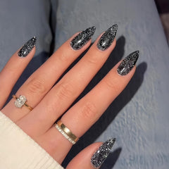 KQueenest Cat Eye Light Pink Press on Nails Medium Almond, 30 Pcs Glitter Nude Pink Fake Nails Press ons, Sparkly Acrylic Nails with UV Coating, Reusable Glue on Nails for Women Summer