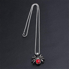 VNEWSCHI Red Spider Pendant Necklaces Gothic Red Crystal Cute Spider Pendant Necklaces Punk Rock Retro Insect Animal Choker for Men Boyfriend Gift Party Club Jewelry
