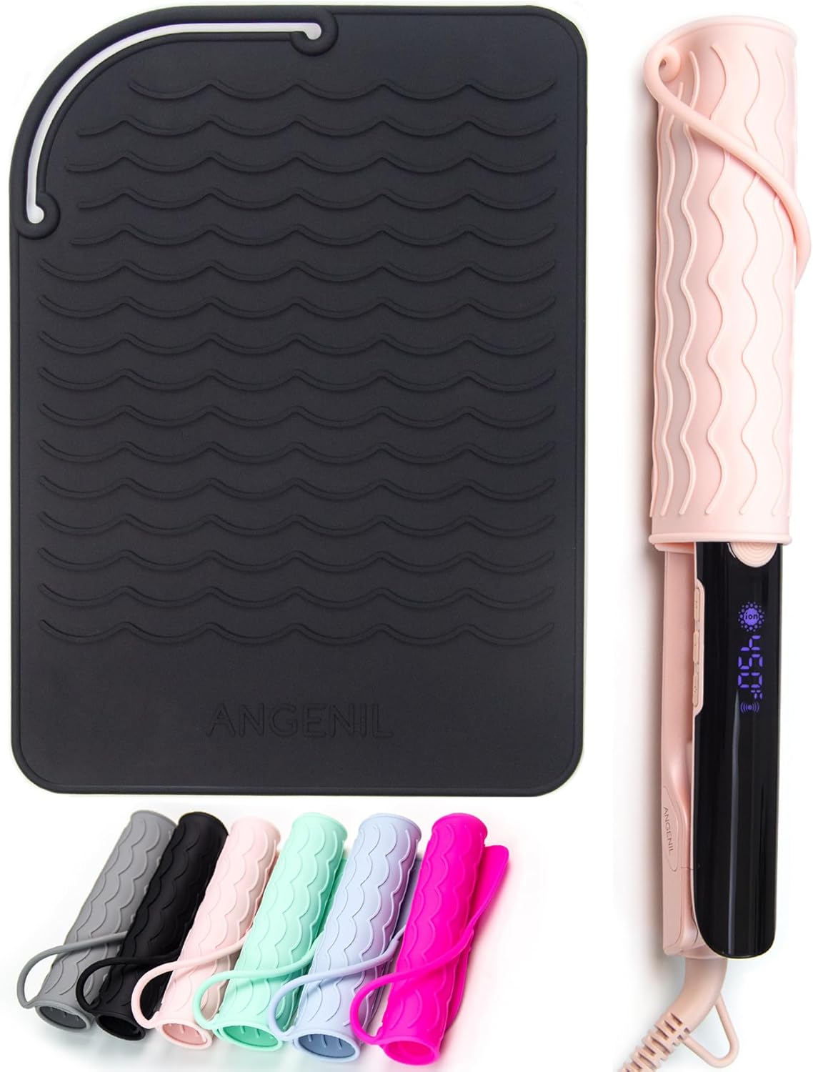 ANGENIL Flat Iron Silicone Mat and Travel Case for Hair Tools - Heat Resistant Mat, Straightener Pad, and Curling Iron Sleeve (9" x 6.5")