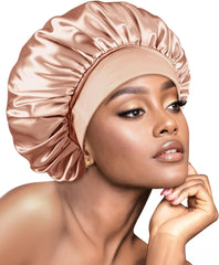 BONNET QUEEN Silk Bonnet for Sleeping Women Satin Bonnet Hair Wrap with Elastic Wide Band Sleep Cap for Curly Hair Night Cap
