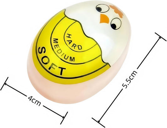Color Changing Egg Timer for Boiling Eggs - Soft/Medium/Hard Boiled Doneness Indicator, BPA-Free Food-Safe Design, Easy-Read Yellow Timer, Nice Gift for Home Cooks