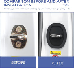 4 PCS Car Door Latch Lock Cover, Silicone Shock Absorption Latch Guard, Rust-proof Door Lock Cover Parts Protective Pads, Universal Automotive Exterior Accessories for Most Vehicles (Black)