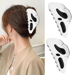 AUOCATTAIL Halloween Hair Claw Clip 2pcs Big Mask Ghost Face Hairpin Funny Ponytail Clip Scream Grimaces Scary Styling Shark Hair Accessories Halloween Styling