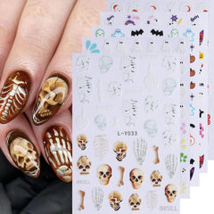 6 Sheets Halloween Nail Art Stickers Decals Cute Orange Flowers Ghost Black Cats Nail Stickers Horror Blood Eyeball Nail Design Adhesive Sliders Halloween Nail Art Supplies for Women DIY Manicure