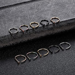 2 PCS 20G Gold D Shaped Nose Rings Hoops Single Piercing Jewelry for Men and Women