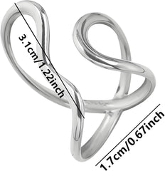 Chunky Rings For Women, Gold Silver Thumb Ring Asymmetrical Wavy Curve Ring Adjustable Non Tarnish Dainty Stainless Steel New Year Anniversary Birthday Jewelry Gift