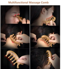 SAEEYCUE Authentic Green Sandalwood Comb Gua Sha Scraping Scalp Massager Head Head, Neck, Hands and Legs (B)
