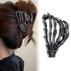 Halloween Spider Hair Clips for Women Girls, Silver Gothic Metal Hair Claw Clips With Faux Pearl Tassel - Halloween Hair Accessories Y2K Styling