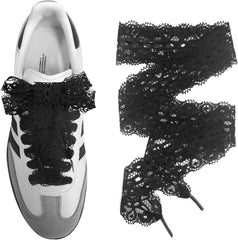 UamGlsob Lace Fancy Shoelaces for Samba Fashion Shoes, 3CM Wide Flat Soft Lace Shoe Laces for Women Girls