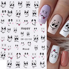 3D Nail Art Stickers Small Expressions Nail Decals Self-Adhesive Nail Stickers Cartoon Funny Emoticons Nail Art Supplies Cute Manicure Accessories for Women DIY Acrylic Nails Decorations 6 Sheets