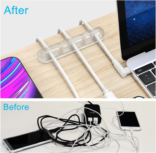 Cord Organizer, Clear Cable Organizer Cord Holder, Wire Organizer USB Cable Management Cord Keeper, 3 Packs Cable Clips for Car Home and Office (7, 5, 3 Slots)