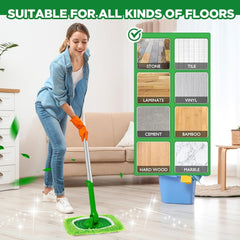 Reusable Microfiber Mop Pads Washable Wet Pads Compatible with Swiffer Sweeper Refills Pads for Wet & Dry Sweeping Cloths Mop Head Replacement for Household Cleaning (4PCS)