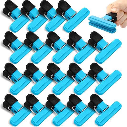 20 Pcs chip Bag Clips Plastic Food Bag Clips with Heavy Duty, Heavy Seal Grip Food Clip for Snack Storage Home Office School 3.07 x2.56 x 1.46 inch(Blue)