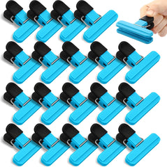 20 Pcs chip Bag Clips Plastic Food Bag Clips with Heavy Duty, Heavy Seal Grip Food Clip for Snack Storage Home Office School 3.07 x2.56 x 1.46 inch(Blue)