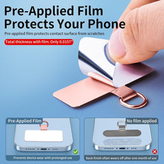 Heavy Duty Tether Tab - 44lbs Load Capacity, Metal Lanyard Patch & Strap Adapter for iPhone Android, Universal for Full Phone Cases (Fashion Silver+Black)