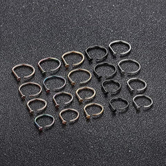 Decentraland 2 PCS 20G Gold D Shaped Nose Rings Hoops Single Piercing Jewelry for Men and Women