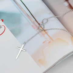 925 Sterling Silver Simple Cross Pendant Necklace for Women Christian Birthday Baptism Gift