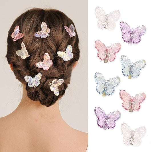 Elegant Butterfly Hair Clips for Women Small Rose Flower Pearl Hair Barrette Vintage Butterfly Alligator Clip Decorative Hair Accessories for Bridal Beach Party (Rose - Pink)