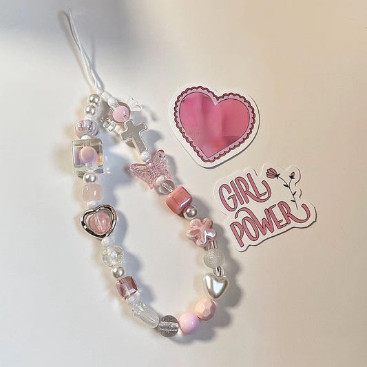 Cute Phone Charms Aesthetic Punk Cross Butterfly Beaded Phone Strap Y2K Cell Phone Charms Cute Accessories for Phone Bag Keychain Camera Pendants