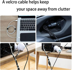 Adjustable Cable Straps with Buckles, Free Cut Length, White Reusable Fastening Cable Ties, Hook and Loop Securing Strap for Cable Tidy, Wire Management, Cord Organiser (Free cutting-Gray-3.28Ft/1m)
