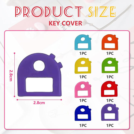 8-Pack Key Labels Stretchable All-in-One Key Covers, Key Identification Caps, suitable for most keys with blank and printed labels.