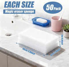50 Pcs Magic Sponges Cleaning - Efficient decontamination, Multifunctional Melamine Sponge Suitable for Kitchen, Shoe,Send,Floor,Send Goods from Local Warehouse (50)