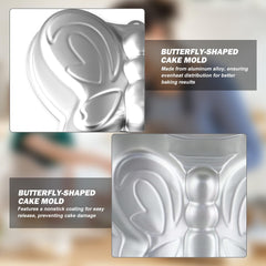 CLIPORE 10In Butterfly Cake Pan 3D Aluminum Cake Decorating Mould, Non-Stick Butterfly Cake Baking Pan Mold for Birthday Party Baking, Send Goods from Local Warehouse