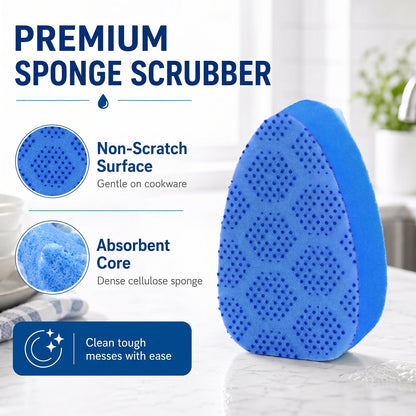 12Pack Dishwand Refill Heads, Non-Scratch Scrub Dots Sponge Replacement Pads, Leak-Proof No-Hole Design