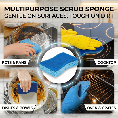 24 Pack Non-Scratch Kitchen Sponges, Dual-Sided Dish Sponges Kitchen, Reusable Scrub Sponges for Cleaning, Easy Dry Sponges for Dishes and Household Cleaning