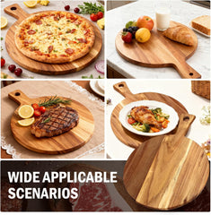 Acacia Wood Cutting Board and Chopping Board with Handle for Meat,  - 12 inch Large Charcuterie & Serving Board for Kitchen - Wooden Charcuterie Board, Ship from Local Warehouse