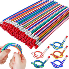 Flexible Bendy Pencil,35 PCS Flexible Soft Pencil Colorful Stripe Soft Pencils with Eraser as Gift for Students or Children
