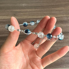 Fashion Simple Alloy Star Bracelet Galaxy Saturn Planet Glass Beads Braceley Link Chain Charm Bracelet