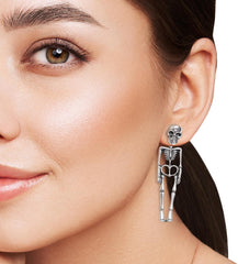FULLIVE Halloween Earrings, Funny Skeleton Stud Dangle Skull Earrings, Hypoallergenic Halloween Accessories for Women Skeleton Jewelry